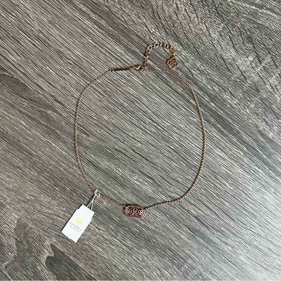 Kendra Scott Elisa Rose Gold Filigree Pendant Necklace NWT - Picture 5 of 9